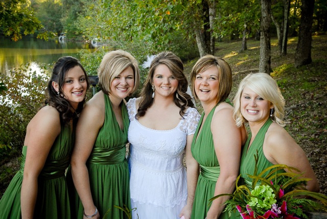 Lotus Blossom Photography Bridal Party Wearing Green and White
