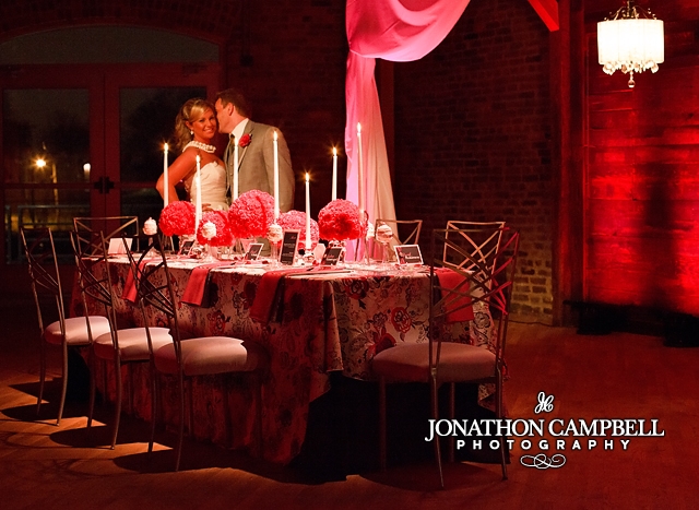 Vintage Retro Wedding Design by Swizzle Events Table Setting in the Distance