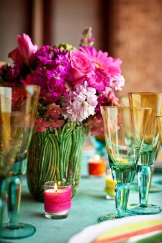 Sasha Souza Modern Bold Pink Teal Yellow Wedding