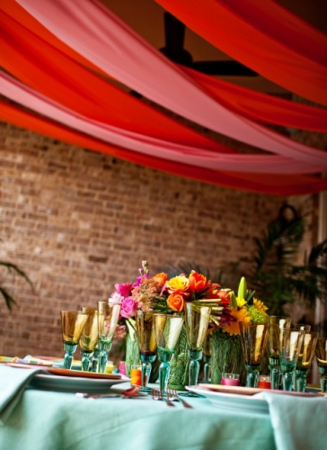 Sasha Souza Modern Bold Pink Teal Yellow Wedding