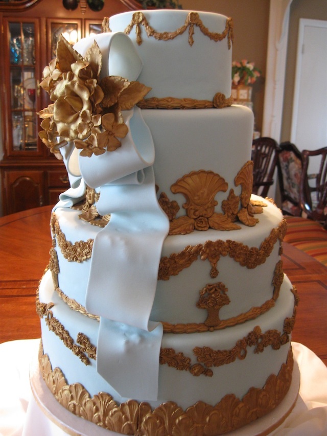 ornate wedding cake blue faberge inspired hermitage hotel