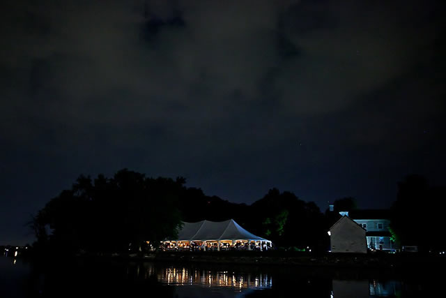 rock castle wedding at night